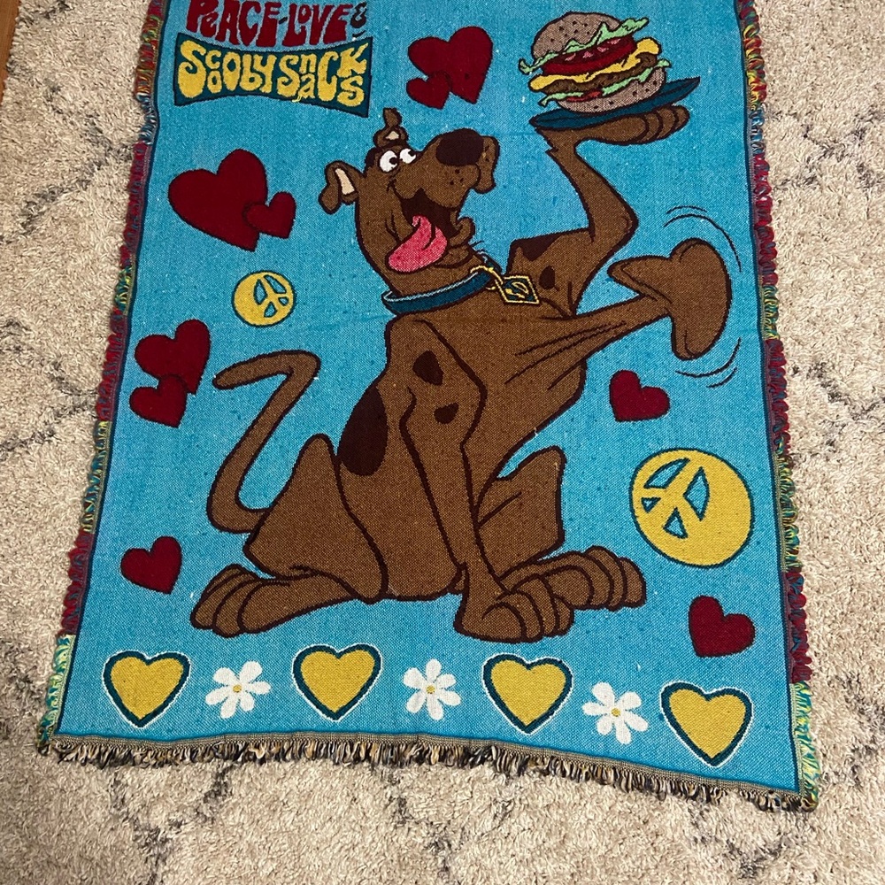 Scooby-Doo Themed Throw Blanket - Blue and Brown